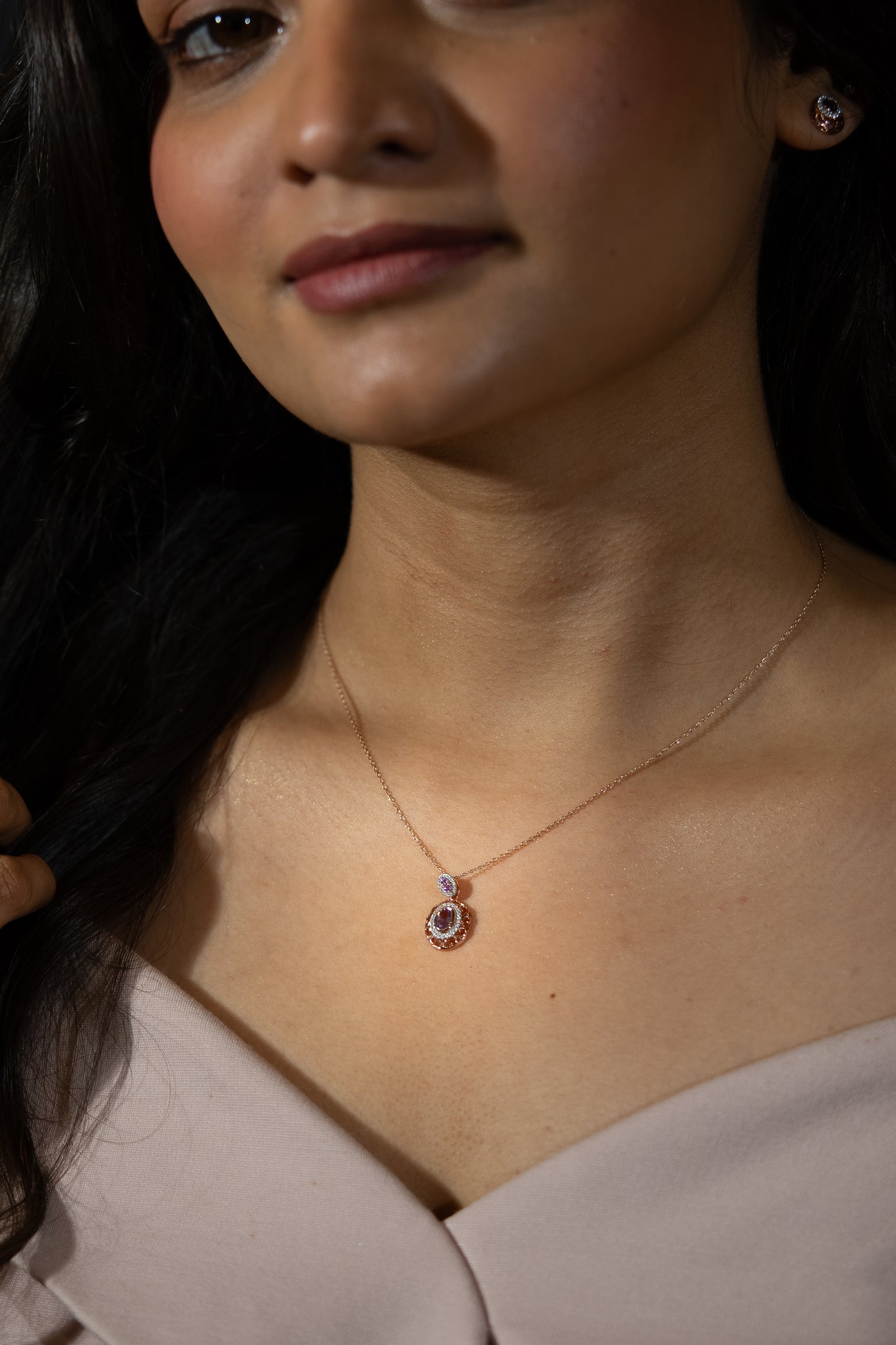 Filigree Amethyst oval Pendant