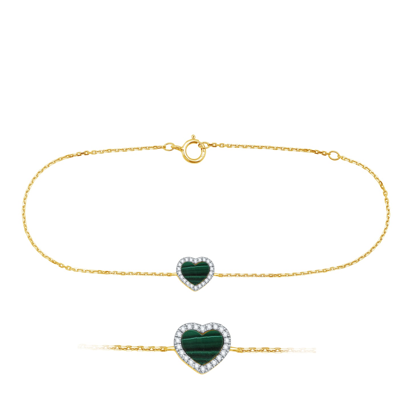 Malachite Heart Diamond Bracelet