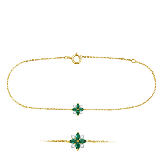 Floral Emerald & Diamond Bracelet