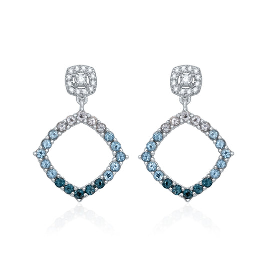 Blue Celestial Rhombus Topaz Drop Earrings