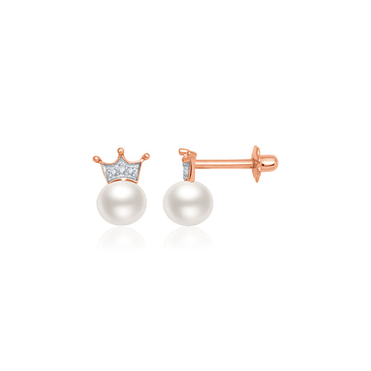 Mini Mivraa Crown Pearl Diamond Earrings