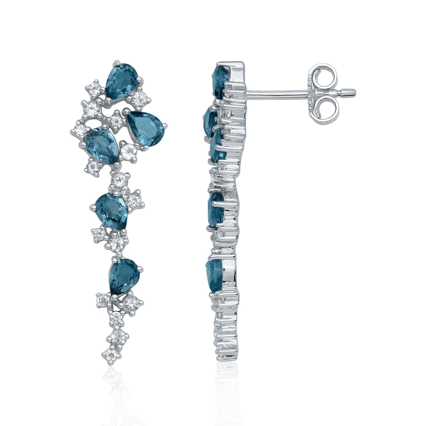 Ocean Blue Topaz Diamond Earrings