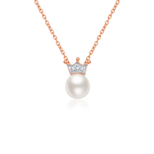 Mini Mivraa Crown Diamond Pearl Necklace