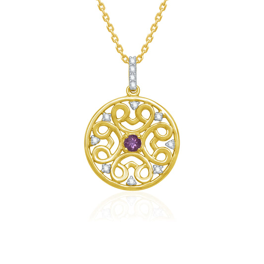 Filigree Amethyst  Diamond Pendant