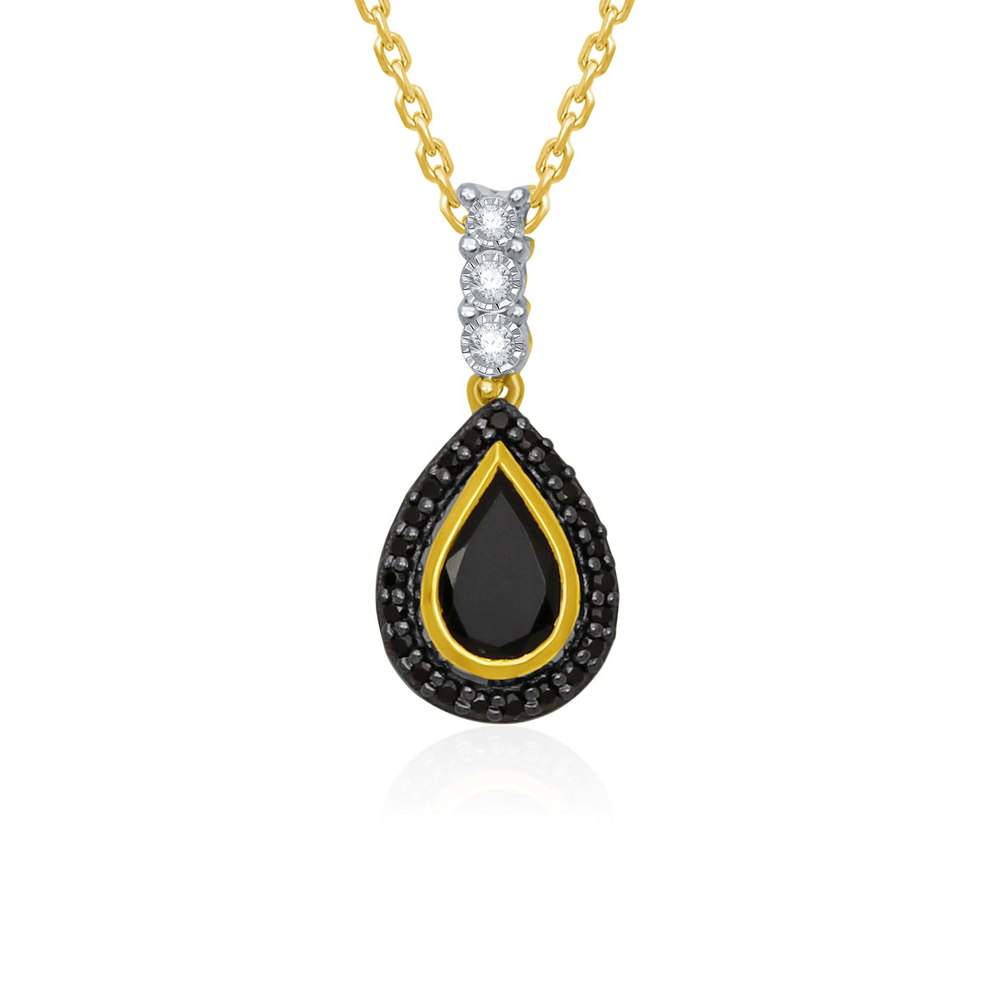 The Midnight Aura Collection - Eclipses Teardrop Onyx&Black Diamond Pendant