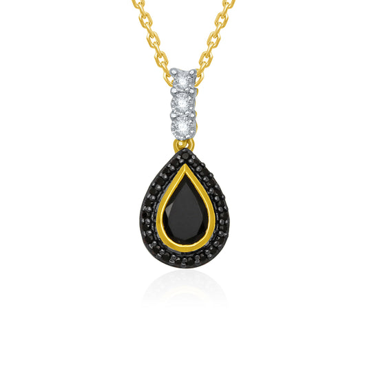 The Midnight Aura Collection - Eclipses Teardrop Onyx&Black Diamond Pendant