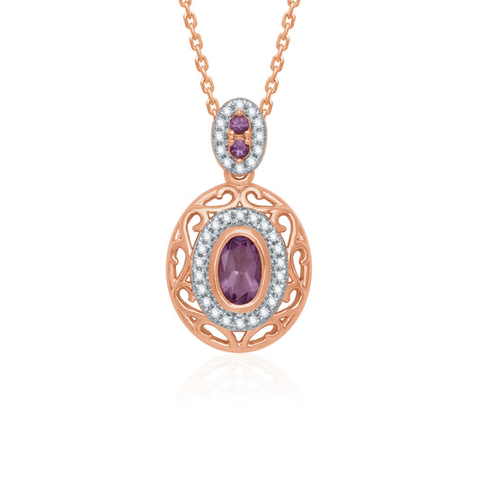 Filigree Amethyst oval Pendant