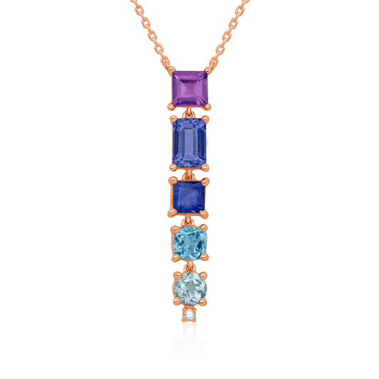 Line Drop Gemstones Necklace