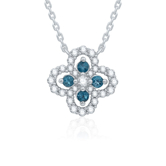 Four Leaf London Blue Diamond Necklace