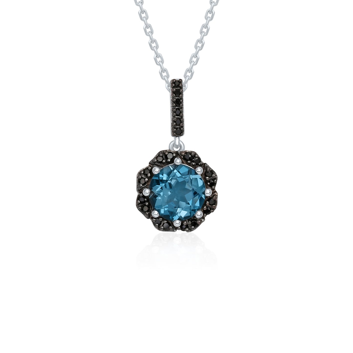 Azure Nightfall Black Diamonds & BlueTopaz Pendant