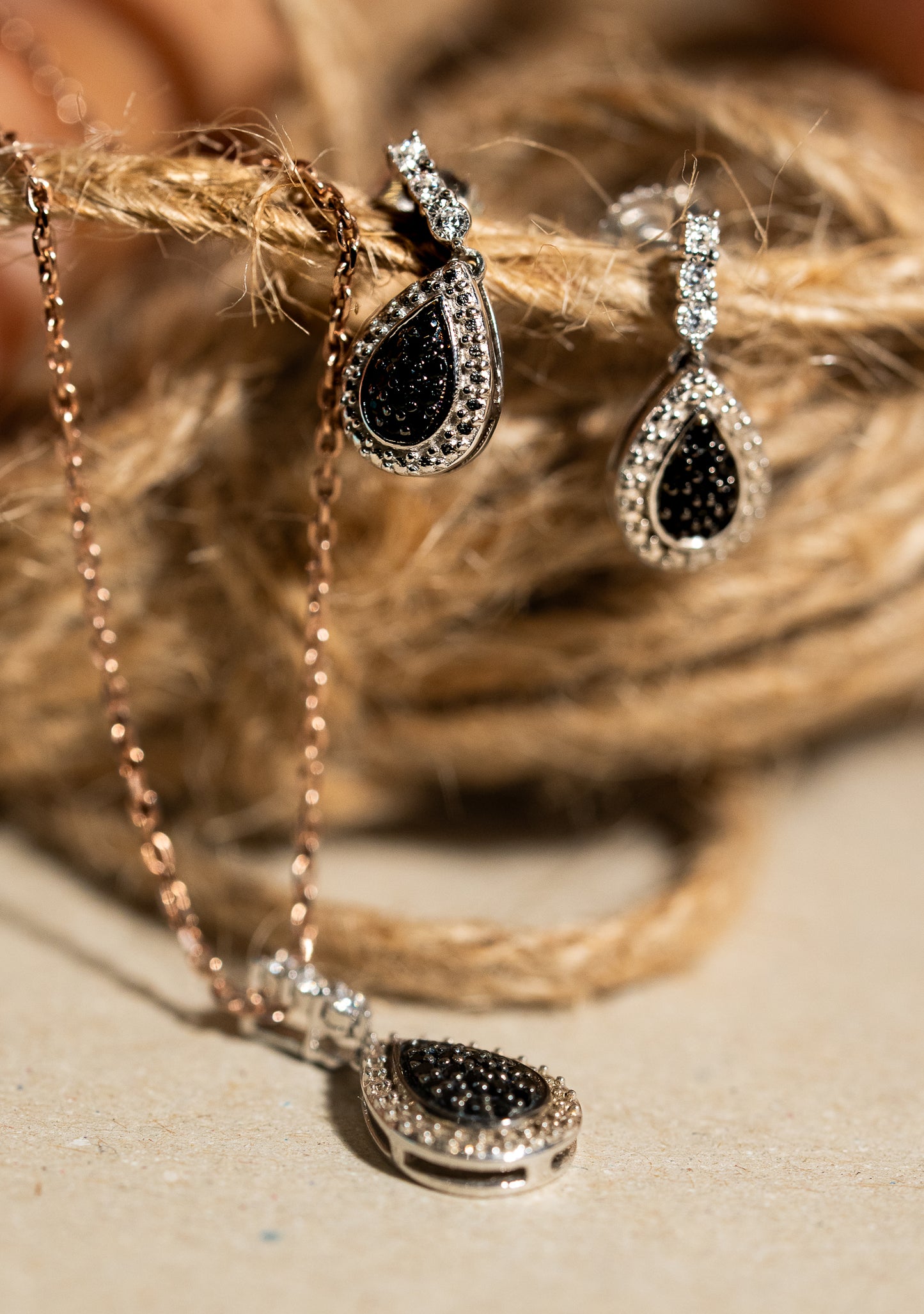 The Midnight Aura Collection - Eclipse Teardrop Black Diamonds Pendant