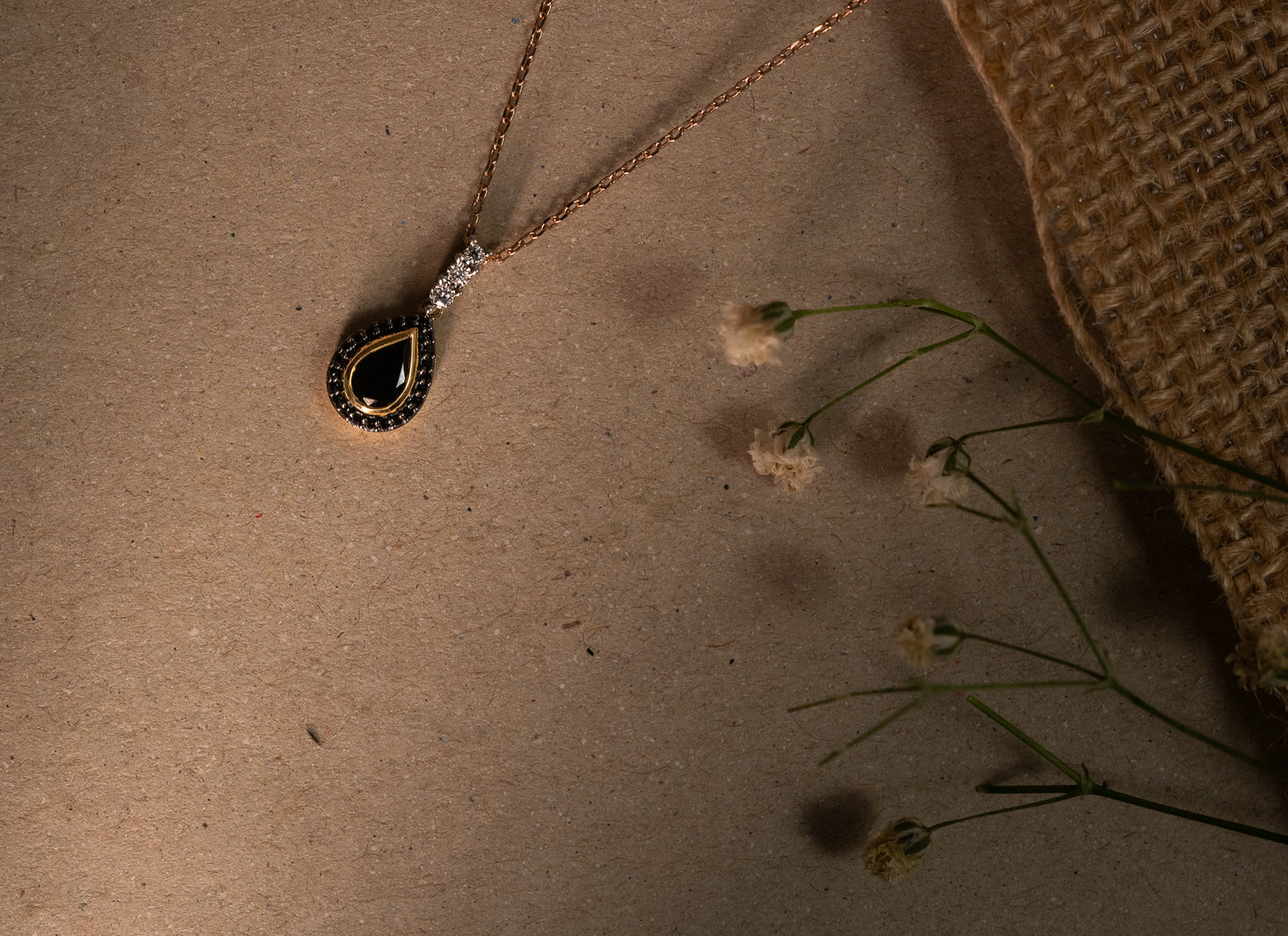 The Midnight Aura Collection - Eclipses Teardrop Onyx&Black Diamond Pendant