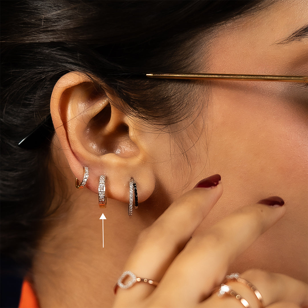 Layered Luxe -Mini Diamond Hoops